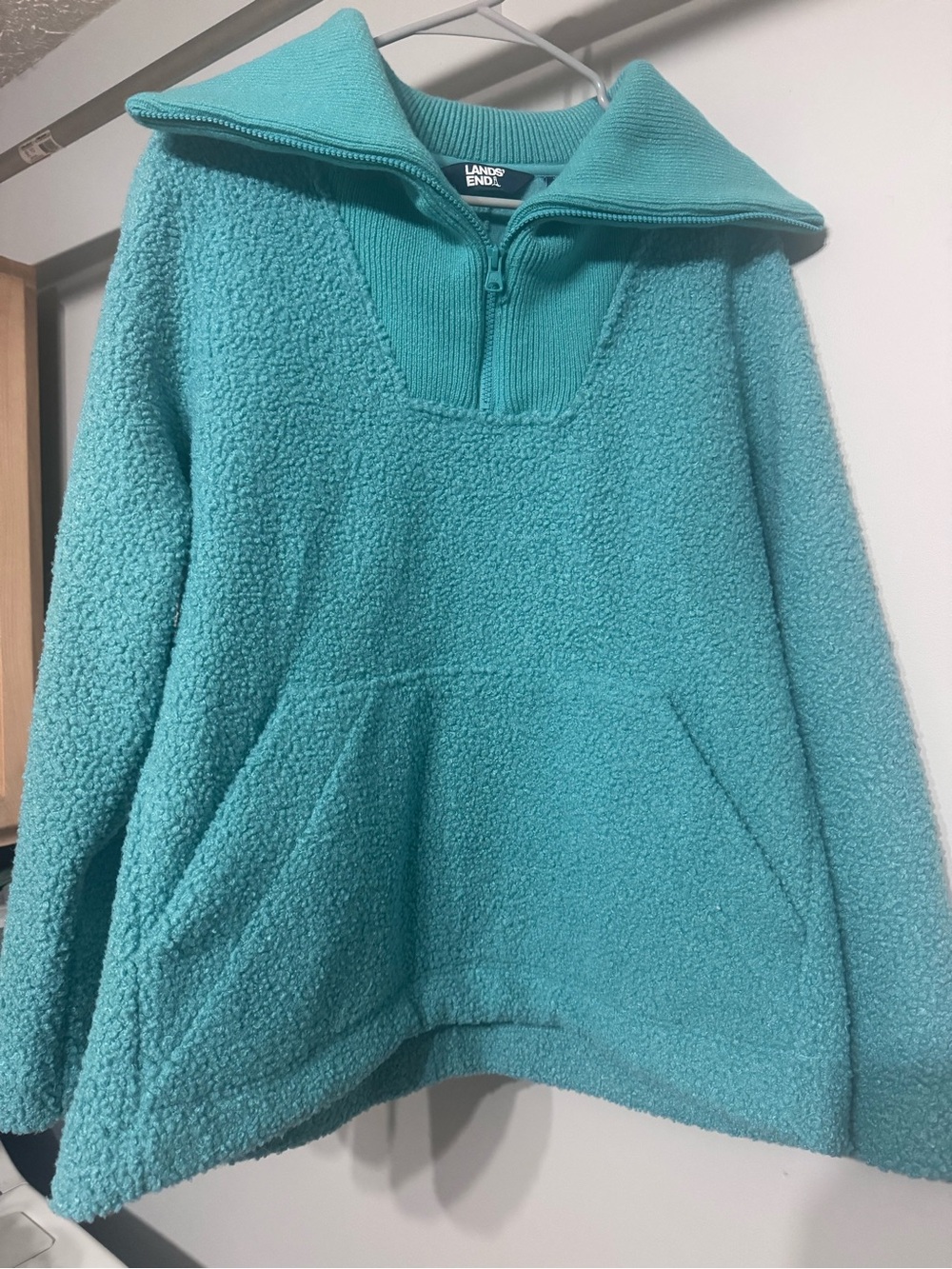 Lands' End Women's Sherpa Half-Zip Pullover - Aqua